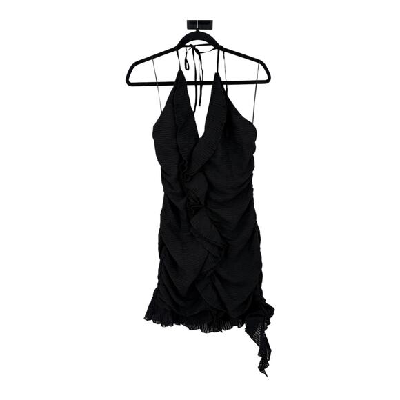 Astr the Label ruffle halter minidress dress black size Medium M - Picture 2 of 8